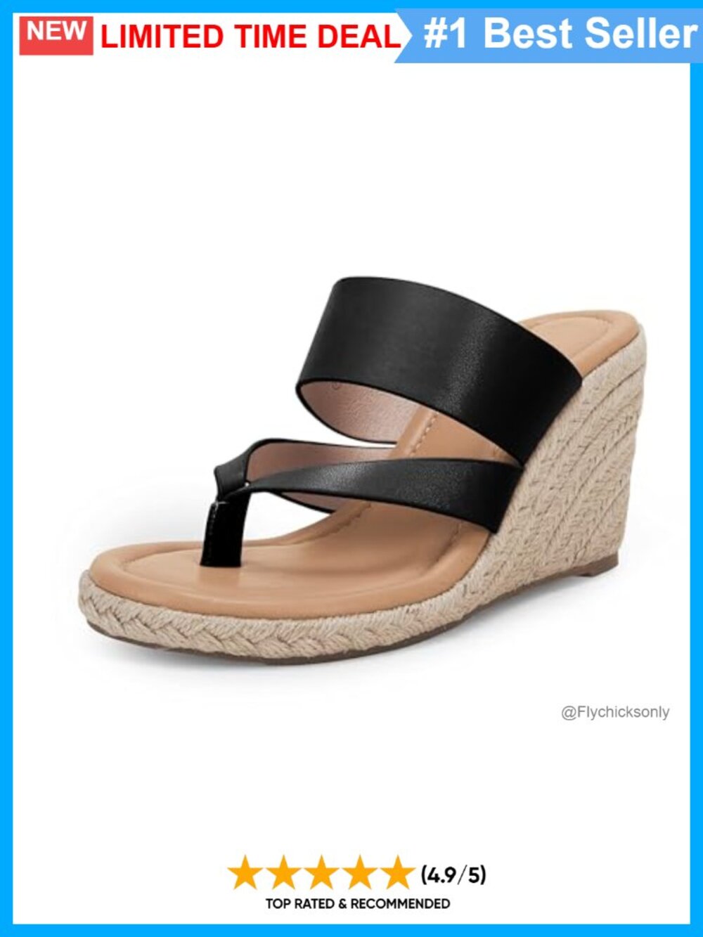 Faux Leather Thong Espadrille Wedge Platform Sandals Slip On Summer Slides